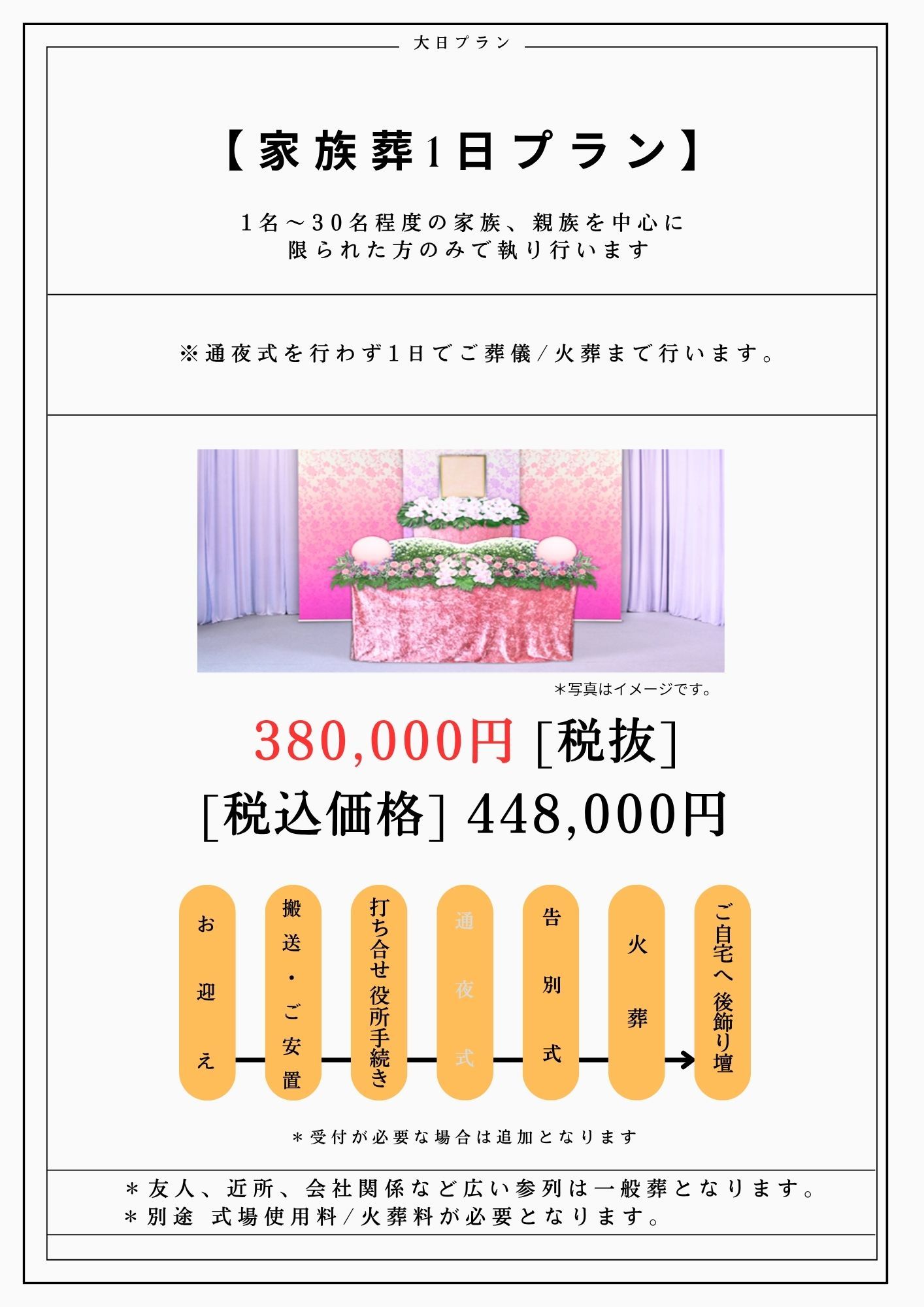 【家族葬一日プラン詳細】